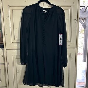 NWT Joie Black Chiffon Balloon Sleeve Mini Dress - Caviar - Small 
NWT
